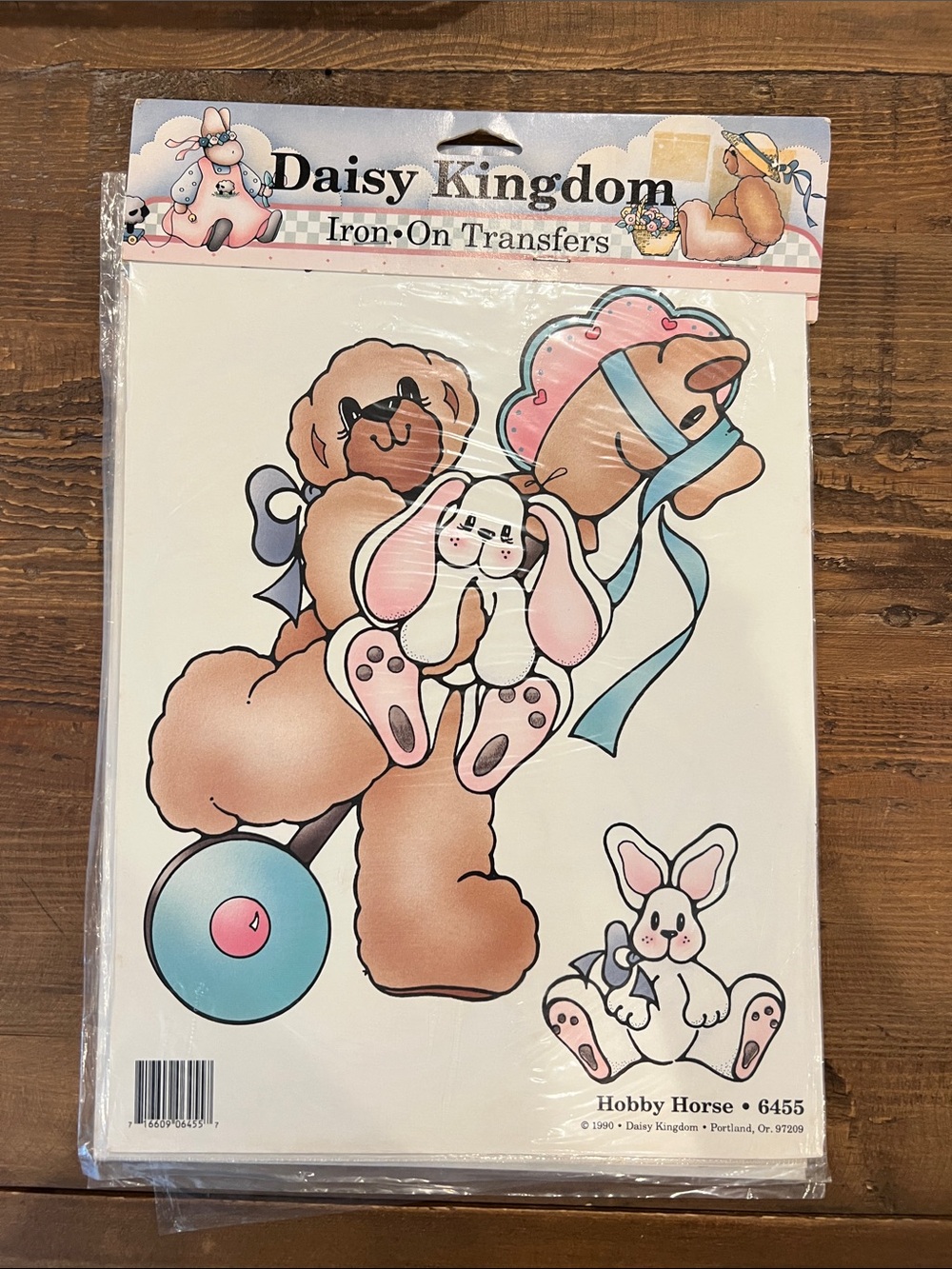 Daisy Kingdom Pink & Blue Hobby Horse Iron-On Transfer